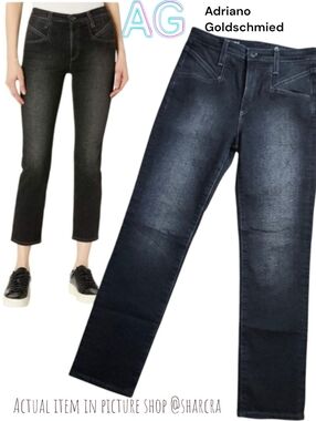 AG adriano Goldschmied Seamed Isabelle Women's High Rise Straight Crop Jeans 26
